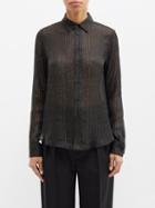 Nili Lotan - Gaia Lurex-stripe Silk-blend Shirt - Womens - 01bk