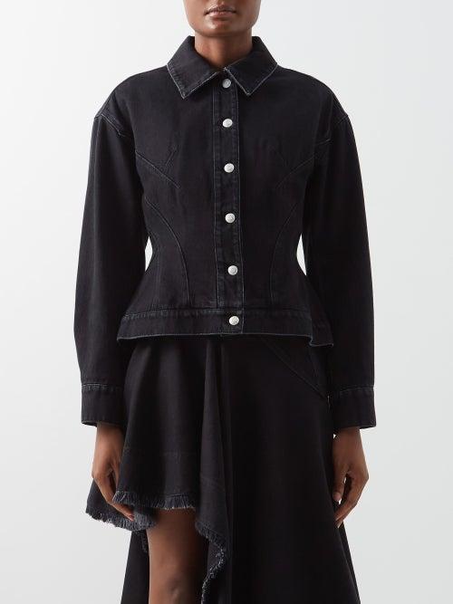 Alexander Mcqueen - Hourglass-waist Denim Jacket - Womens - Black