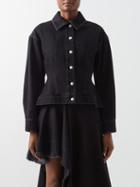 Alexander Mcqueen - Hourglass-waist Denim Jacket - Womens - Black
