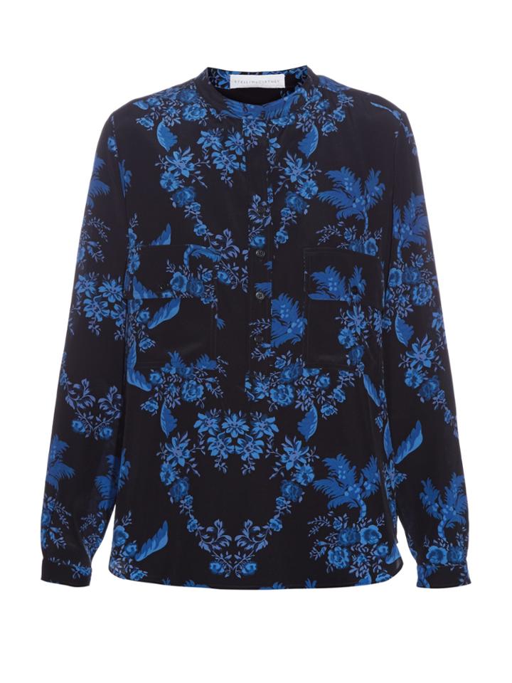 Stella Mccartney Estelle Floral-print Mandarin-collar Shirt