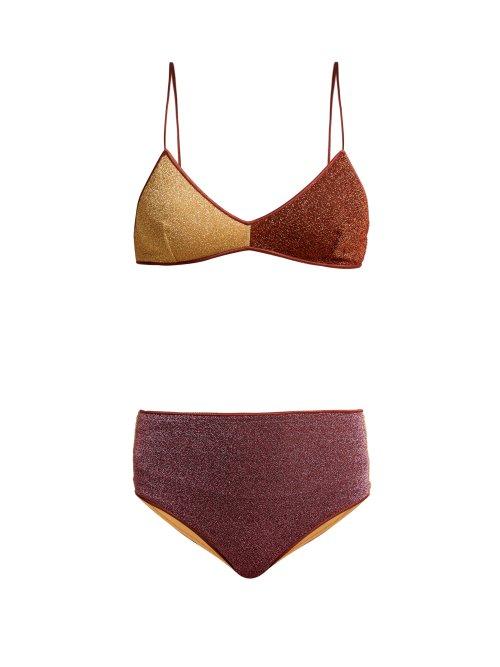 Matchesfashion.com Oseree - Lumire Metallic Bikini - Womens - Burgundy Multi