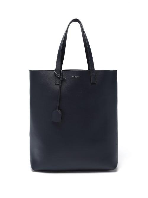 Matchesfashion.com Saint Laurent - Logo-embossed Leather Tote Bag - Mens - Dark Grey