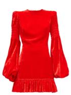 Matchesfashion.com The Vampire's Wife - The Runaway Shirred Velvet Mini Dress - Womens - Red