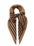 Lescarf - No.15 Striped Border Silk-twill Scarf - Womens - Camel