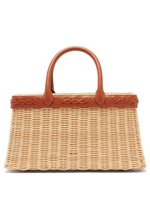 Matchesfashion.com Sparrows Weave - The Tote Wicker And Leather Basket Bag - Womens - Tan
