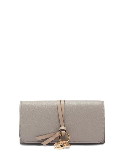 Ladies Accessories Chlo - Alphabet Grained-leather Continental Wallet - Womens - Grey