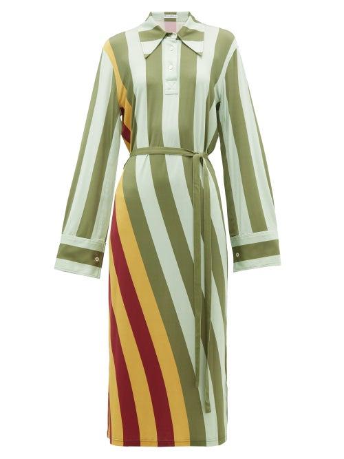 Matchesfashion.com Jw Anderson - Striped Polo Neck Midi Dress - Womens - Multi