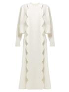 Matchesfashion.com Valentino - Scalloped Silk Blend Maxi Dress - Womens - Ivory