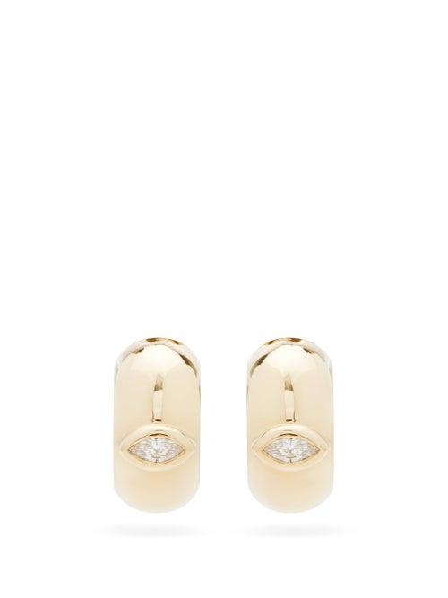 Matchesfashion.com Zo Chicco - Diamond & 14kt Gold Hoop Earrings - Womens - Gold