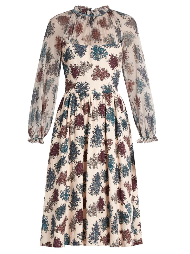 Luisa Beccaria Floral-print Crepon Dress