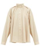 Matchesfashion.com Lemaire - High Neck Cotton Poplin Shirt - Womens - Cream