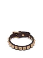 Matchesfashion.com Valentino - Rockstud Leather Bracelet - Womens - Burgundy