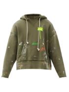Matchesfashion.com Palm Angels - Paint Splatter Cotton-jersey Hooded Sweatshirt - Mens - Khaki Multi