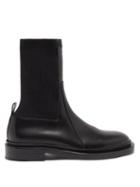 Jil Sander - Ribbed-panel Leather Boots - Womens - Black