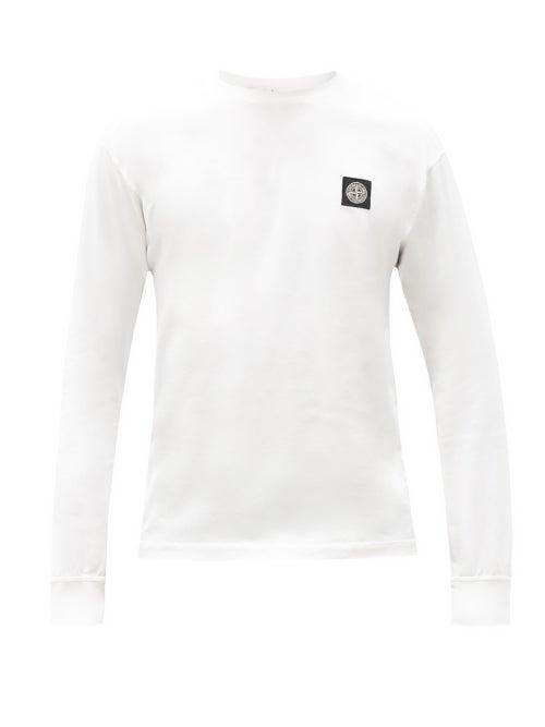 Matchesfashion.com Stone Island - Logo-patch Long-sleeved Cotton T-shirt - Mens - White