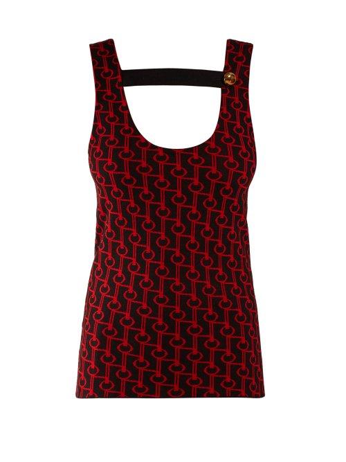Matchesfashion.com Prada - Key Jacquard Cami Top - Womens - Black Red