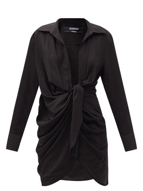 Matchesfashion.com Jacquemus - Bahia Knotted Crepe Shirt Dress - Womens - Black