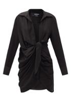 Matchesfashion.com Jacquemus - Bahia Knotted Crepe Shirt Dress - Womens - Black