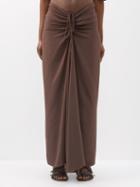 Christopher Esber - Ruched Jersey Maxi Skirt - Womens - Brown