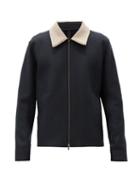 Matchesfashion.com Harris Wharf London - Fleece-collar Felted-wool Jacket - Mens - Navy