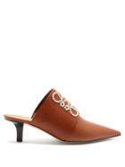 Matchesfashion.com Loewe - Point-toe Pearl-anagram Leather Mules - Womens - Tan