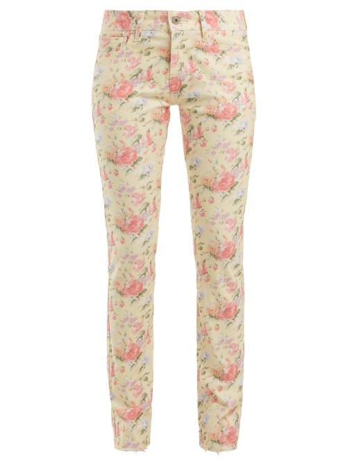 Matchesfashion.com Junya Watanabe - Floral Print Cotton Blend Jeans - Womens - Cream Multi