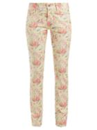 Matchesfashion.com Junya Watanabe - Floral Print Cotton Blend Jeans - Womens - Cream Multi