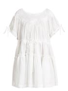 Matchesfashion.com Innika Choo - Smocked Embroidered Linen Dress - Womens - White