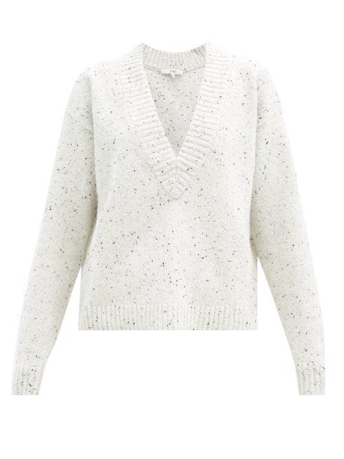 Matchesfashion.com Tibi - V-neck Recycled Wool-blend Sweater - Womens - Ivory Multi