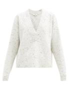 Matchesfashion.com Tibi - V-neck Recycled Wool-blend Sweater - Womens - Ivory Multi