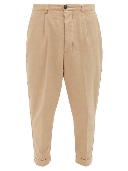 Matchesfashion.com Ami - Tapered-leg Cotton-twill Trousers - Mens - Beige