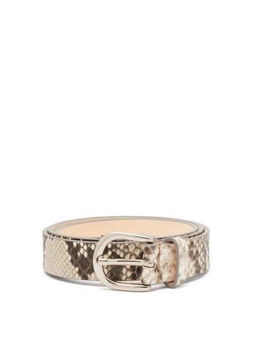 Matchesfashion.com Isabel Marant - Zap Snake Effect Leather Belt - Womens - White