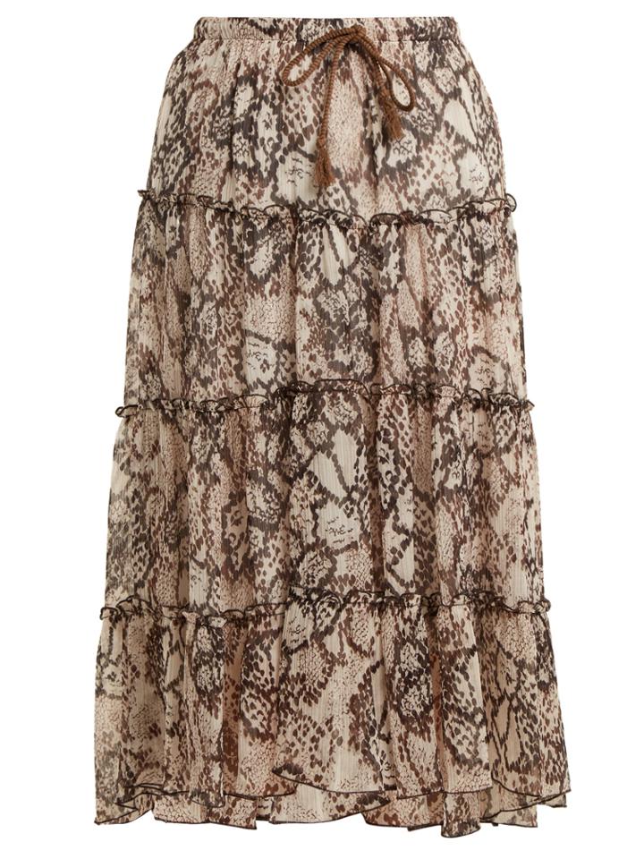 See By Chloé Snakeskin-print Chiffon Skirt