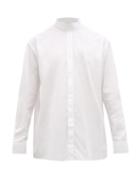 Matchesfashion.com Dunhill - Band Collar Cotton Poplin Shirt - Mens - White