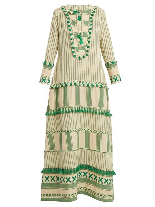 Matchesfashion.com Dodo Bar Or - Samuelle Striped Cotton Dress - Womens - Green