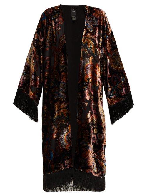Matchesfashion.com Etro - Fringed Paisley Velvet Kimono - Womens - Black