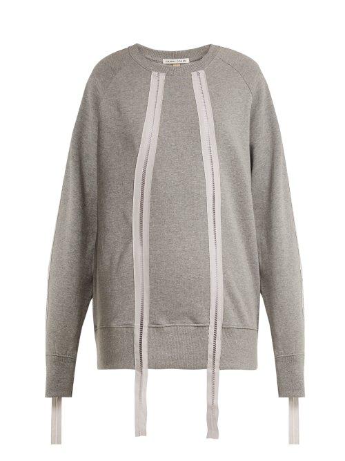 Matchesfashion.com Charli Cohen - Ladder Trim Cotton Sweatshirt - Womens - Grey