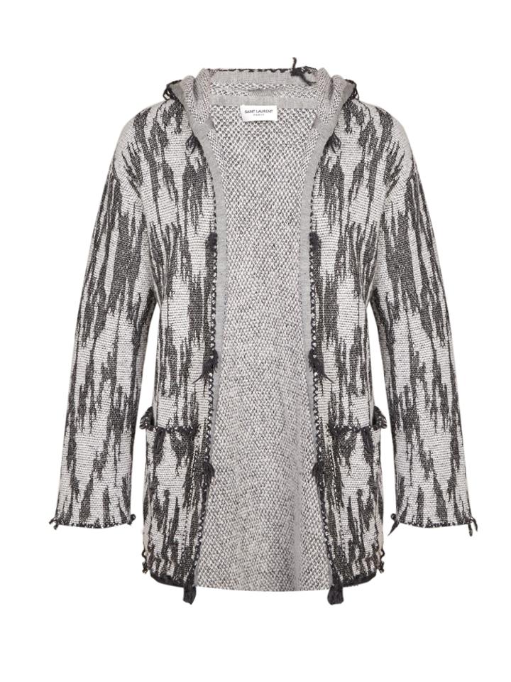Saint Laurent Jacquard-knit Hooded Cardigan