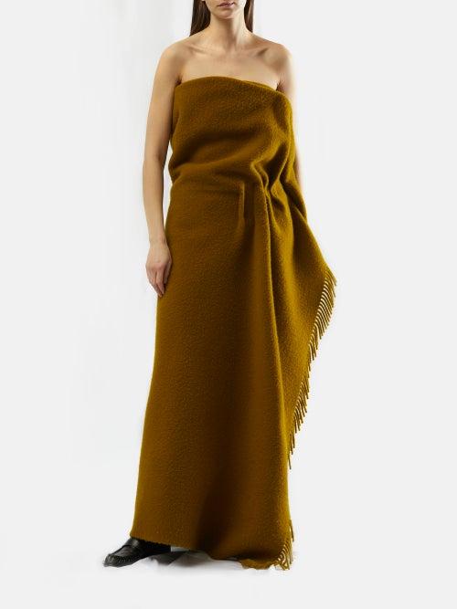 The Row - Arachne Fringed Wool-blend Blanket Dress - Womens - Green