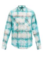 Matchesfashion.com Amiri - Watercolour-checked Cotton Shirt - Mens - Blue