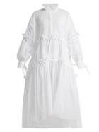 Matchesfashion.com Cecilie Bahnsen - Celine Organza Oversized Shirtdress - Womens - White