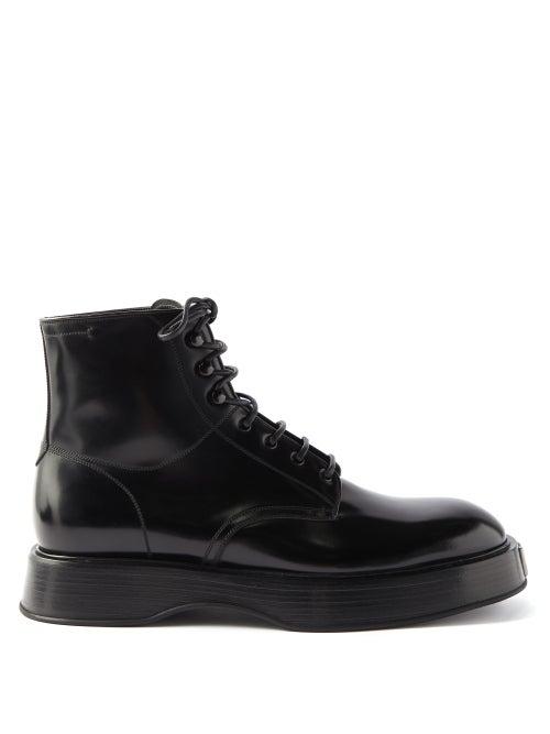 Dolce & Gabbana - Logo-plaque Leather Boots - Mens - Black