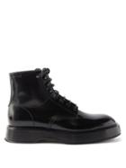 Dolce & Gabbana - Logo-plaque Leather Boots - Mens - Black