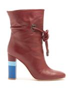 Matchesfashion.com Malone Souliers By Roy Luwolt - X Roksanda Dolly Leather Ankle Boots - Womens - Burgundy