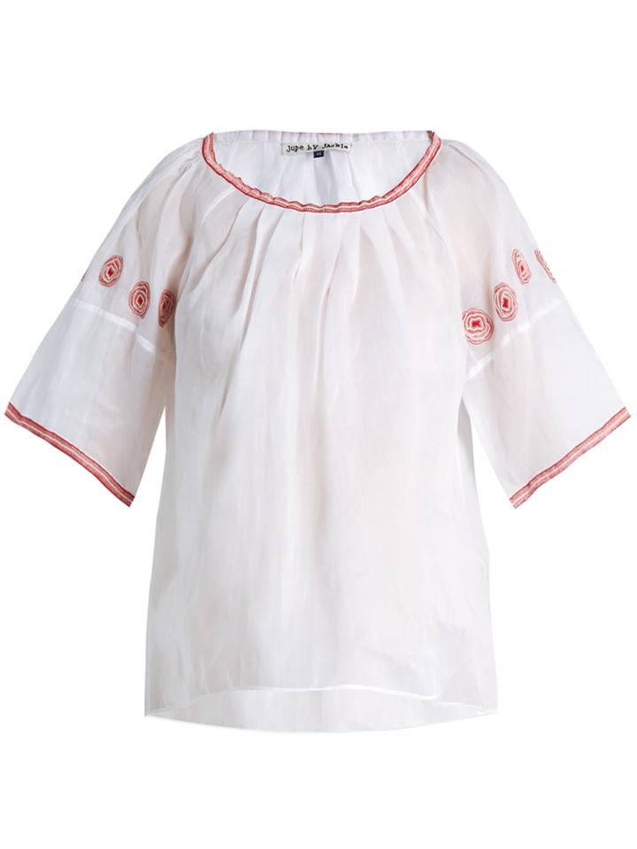 Jupe By Jackie Sazerac Embroidered Cotton-organdy Top