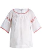 Jupe By Jackie Sazerac Embroidered Cotton-organdy Top