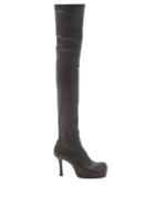 Matchesfashion.com Bottega Veneta - Bv Bold Square-toe Leather Over-the-knee Boots - Womens - Black