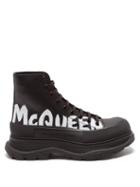 Alexander Mcqueen - Tread Slick Logo-print High-top Leather Trainers - Mens - Black
