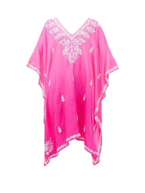 Matchesfashion.com Juliet Dunn - Embroidered Silk Kaftan - Womens - Pink