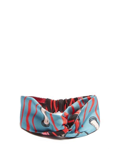 Matchesfashion.com Valentino - Blue Lipstick Print Headband - Womens - Blue